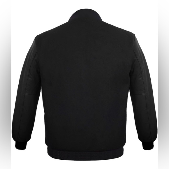 Men's Varsity Jacket Genuine Leather Sleeve and Wool Blend Letterman jacket - Picture 3 of 5